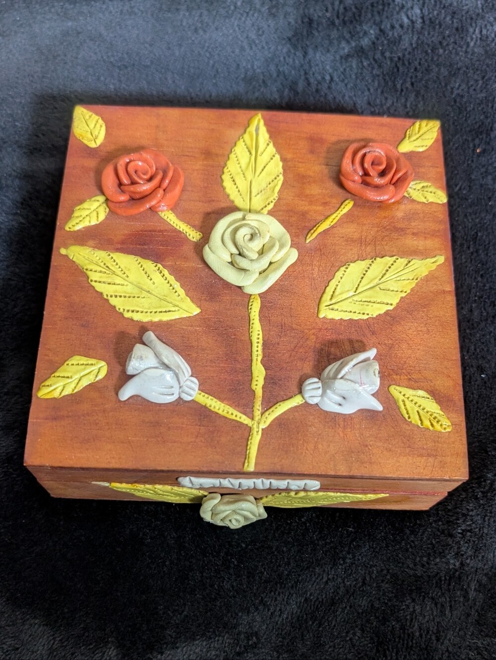 Decorative Wooden Keepsake Box with Roses - Picture 3 of 7